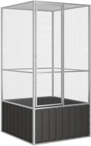 Vista 10 de vidaXL Jaula para pájaros gris 43.7"x42.1"x83.3" acero galvanizado
