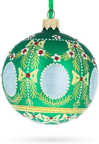 Vista 5 de 1908 Alexander Palace Royal Egg Bola de cristal verde adorno de Navidad 3.25 pulgadas