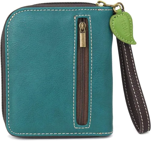 Vista 3 de CHALA Cartera con cremallera pulsera 8 ranuras para tarjetas de crédito piel sintética resistente