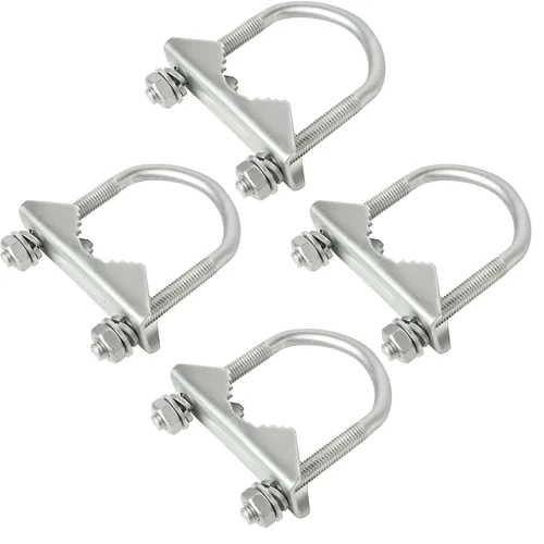 Vista 7 de XRDS-RF Abrazadera de montaje de antena U-Bolt 2 PCS, abrazadera de mástil de antena V bloque de mandíbula con pernos en U para antena exterior
