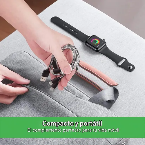 Vista 6 de TOP-UP Cable de carga múltiple para cargador de Apple Watch (6 pies), cable trenzado 4 en 1 para múltiples dispositivos, USB C/Micro/Multi cargador
