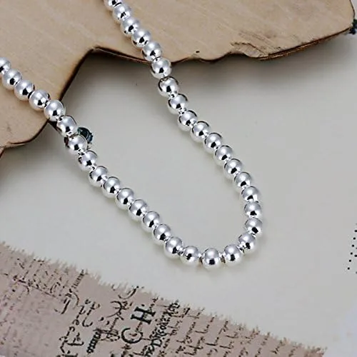 Vista 3 de Cutesmile Joyería de moda 925 plata esterlina 0.157 in Lucky Round Beads pulsera para mujer, Plata