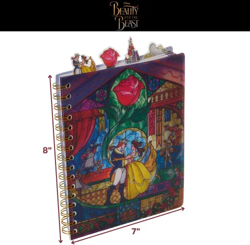 Vista 5 de Innovative Designs Disney Beauty and The Beast Journal Notebook, Spiral Bound, 96 Lined Pages, 8 x 7 inches Princess Belle and Beast Vinyl Cover