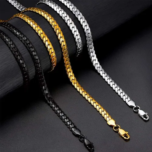 Vista 3 de Cadena de eslabones cubanos para hombres y mujeres de 1820222426 pulgadas, corte de diamante, cadena de cuello de serpiente, cadena gruesa