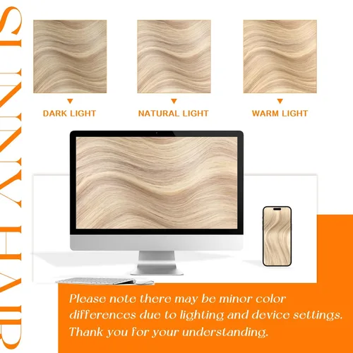 Vista 6 de Sunny Hair Extensiones de cabello humano con queratina, rubio ceniza con reflejos rubio decolorado, extensiones de cabello con punta plana, 14