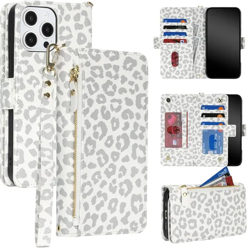 Vista 19 de Funda para iPhone 13 Pro Max/12 Pro Max con correa, leopardo beige Beige (Beige Leopard)