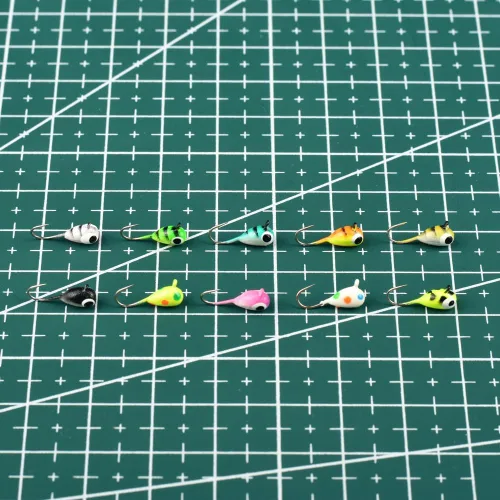Vista 9 de Kit de Jigs de Pesca en Hielo de Tungsteno, 3.2/4/5mm Gota Lágrima que Brillan en la Oscuridad Señuelos Jigs de Pesca en Hielo con Caja de Jigs