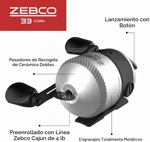 Vista 5 de Zebco 33 Combo de Carrete y Caña de Pescar con Corcho, Caña de Grafito con Mango de Corcho, Carrete de Pesca QuickSet Anti-Reversa con Alerta