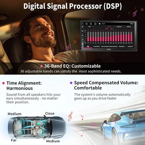 Vista 6 de ATOTO A6PF - Estéreo de auto doble DIN Android de 7 pulgadas con cámara de respaldo, Carplay inalámbrico y Android Auto inalámbrico, pantalla táctil