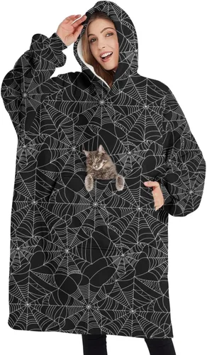 Vista 31 de Wearable Oversized Blanket,Sherpa Blanket Hoodie with Super Pockets,Super Warm Fuzzy Pullover for Women & Men