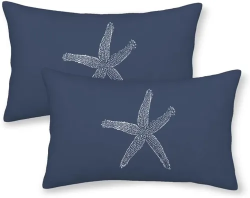 Vista 22 de AEIOAE Juego de 2 fundas de almohada costeras de 16 x 16 pulgadas, fundas de cojines decorativos náuticos de playa con estrellas de mar negras