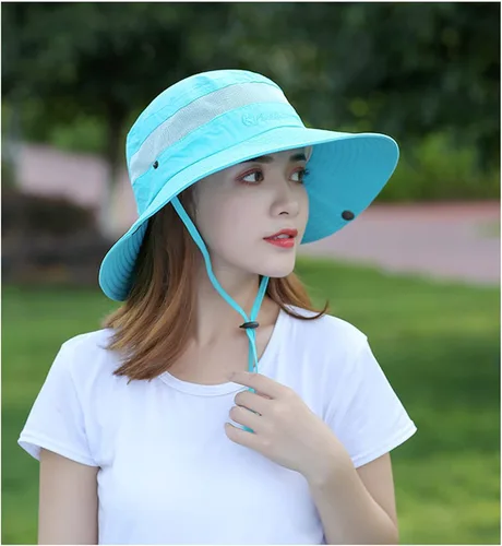 Vista 4 de Sombrero de sol al aire libre para mujer, protección solar, malla de secado rápido, UPF 50+ (tamaño ajustable)