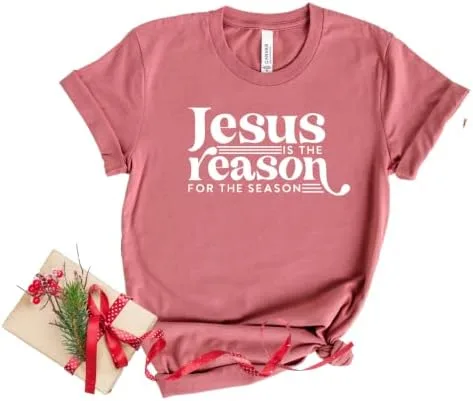 Vista 4 de Jesus Is The Reason For The Season Shirt, Christmas Shirts for Women Plus Size, Faith Based Christmas Tshirt, Stocking Stuffers Christian Gifts