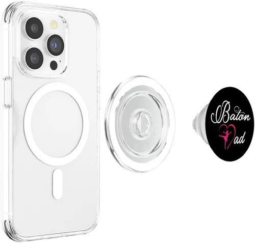 Vista 4 de Baton Dad Heart majorette dance twirling recitals PopSockets MagSafe PopGrip for iPhone
