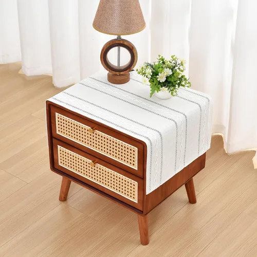 Vista 12 de NEWISHER Mantel cuadrado pequeño bordado rústico de 20 x 20 pulgadas, mantel de tela jacquard a rayas lavable para mesa de comedor para mesita