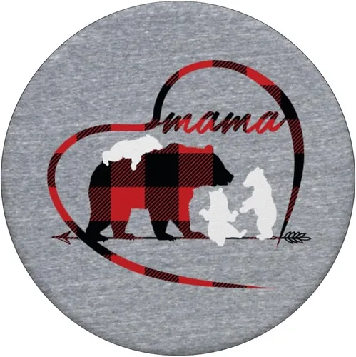 Vista 3 de Mama Bear Pop Socket 3 Cubs Plaid Madre Día Regalo PopSockets Grip and Stand for Phones and Tablets