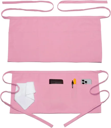 Vista 12 de 2 Pack Server Apron with 4 Pockets, Waitress Waiter Waist WaterDrop Resistant Short Aprons