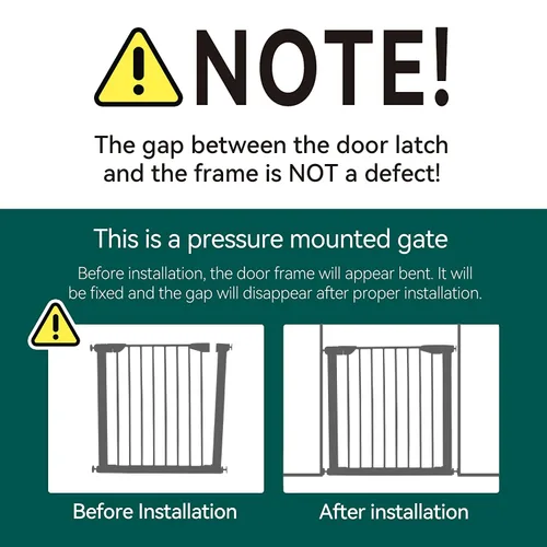 Vista 8 de Puerta extra ancha de 29.5 a 43.3 pulgadas para mascotas, puerta de seguridad de cierre automático para bebé, puerta de metal duradera para perros