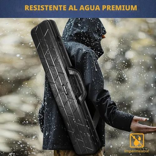 Vista 4 de PEKREWS Estuche para Taco de Billar, Funda Rígida para Taco de Billar 4x4 con 10 Ranuras Acolchadas, Bolsa de Billar Resistente con Mango de Cuero