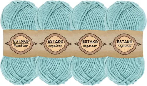 Vista 33 de Estako Megastar, 3.52 Oz (100g) de hilo de acrílico 75% y lana 25%, suave, peso grueso voluminoso #5 para crochet y tejer 120 yardas (110m)