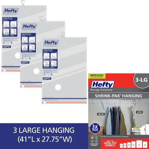 Vista 3 de Bolsas de almacenamiento al vacío Hefty Shrink-Pak - Ahorro de espacio para almacenamiento debajo de la cama, ropa y edredones, 3 veces más espacio