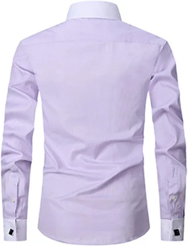 Vista 2 de Camisas de vestir para hombre, manga larga, ajustadas, con botones, casual, con bolsillo