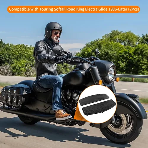 Vista 8 de Estribo delantero de goma para motocicleta con inserto para conductor/piloto, plataforma ancha para los pies, clavijas para los pies, pedales