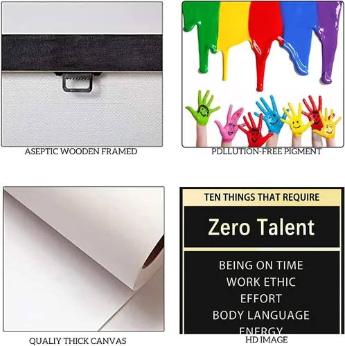 Vista 6 de Arte de pared inspirador – Póster de diez cosas que requieren cero talento, citas positivas, impresiones en lienzo motivacionales, decoración
