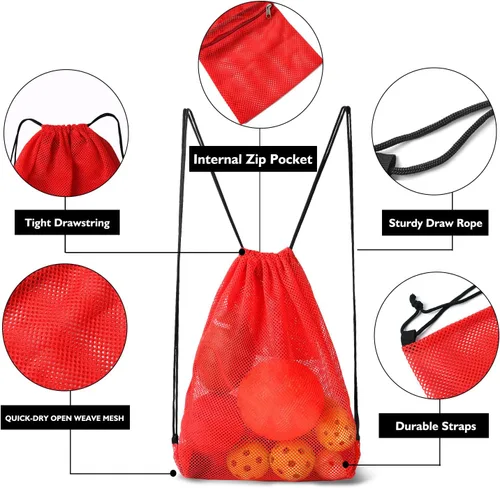 Vista 64 de GSE Games & Sports Expert Bolsa de malla con cordón para béisbol, pelotas de pickleball, pelotas de golf, gimnasio, equipo de natación, lavandería