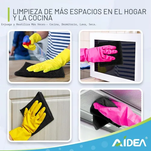 Vista 7 de AIDEA - Paño de limpieza de microfibra negro, 12 unidades, trapos de limpieza absorbentes de 12 x 12 pulgadas Microfiber Towels for Cars Lint Free