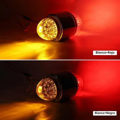Vista 3 de Partsam 2 luces LED ámbar / rojo de doble revolución de sandía para semirremolque [aprobado por DOT], luces direccionales auxiliares cromadas