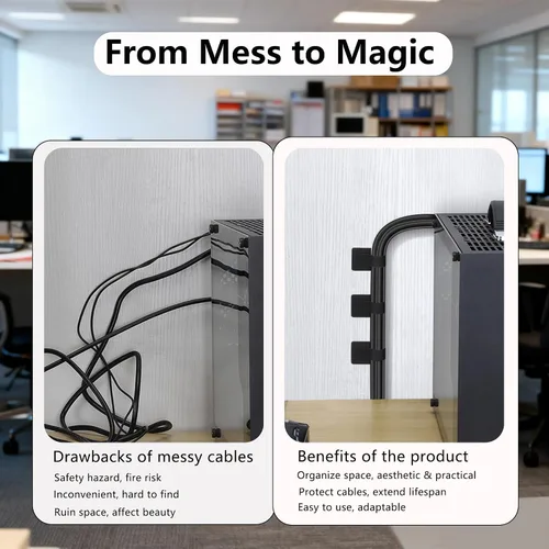 Vista 2 de Gestión de cables de escritorio, organizadores de cables para cordones - Actualización 48 PCS bridas de cable autoadhesivas negras con respaldo
