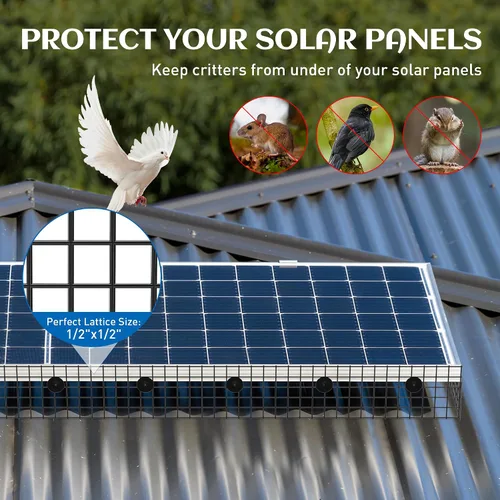 Vista 3 de ZeroPone Panel solar de 6 pulgadas x 50 pies, protector de aves para paneles solares con 50 sujetadores de acero inoxidable, rollo de alambre