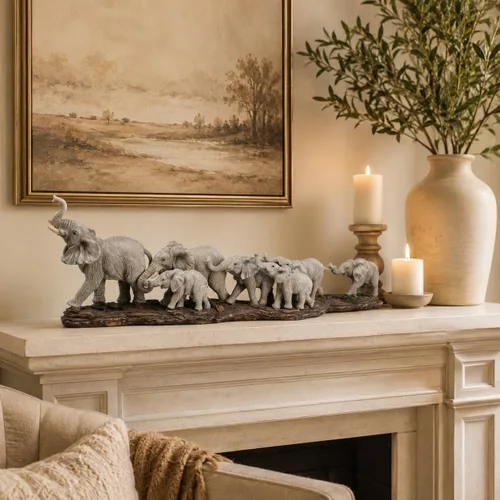 Vista 5 de Comfy Hour - Estatua decorativa de elefante africano extra grande de 15.55 pulgadas, escultura realista de resina de vida silvestre de safari