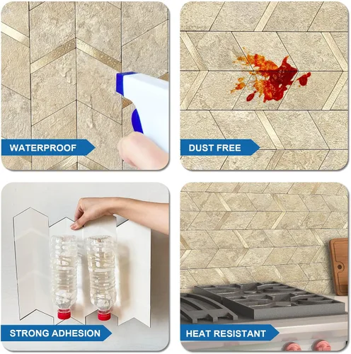 Vista 6 de MOFIT Protector contra salpicaduras despegar y pegar para cocina, Panel de pared 3D azulejo despegar y pegar autoadhesivo protector contra