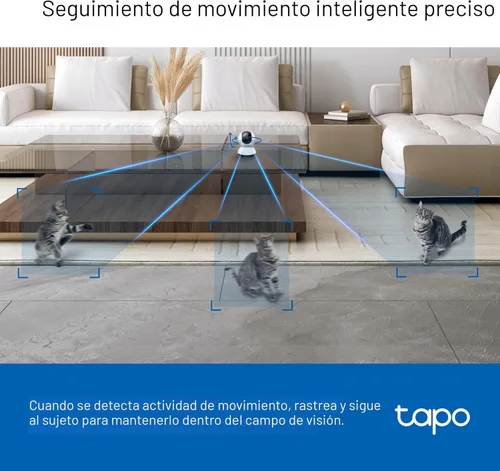 Vista 6 de TP-Link Tapo - Cámara de seguridad Pan/Tilt de 2K QHD para cámara de mascotas, monitor de bebé, detección de movimiento, seguimiento de movimiento
