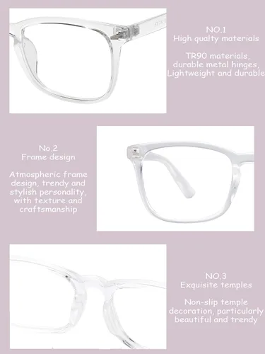 Vista 6 de Onrtry Gafas sin receta para hombres y mujeres, lentes transparentes cuadradas