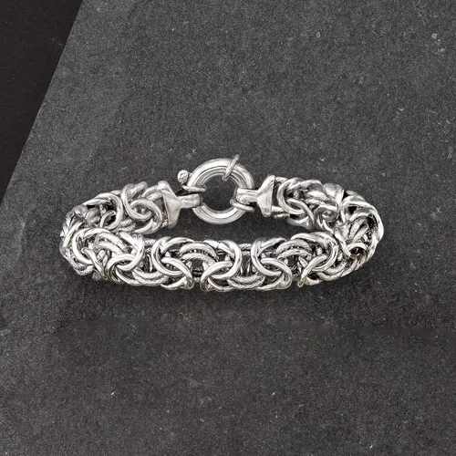 Vista 5 de Ross-Simons Italian Sterling Silver Textured and Polished Byzantine Bracelet