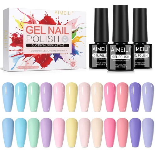 Vista 19 de AIMEILI Juego de esmaltes de uñas de gel nude – 12 colores sin hema, gelatina neutra, rosa, blanco lechoso, efecto transparente, manicura