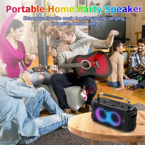 Vista 7 de Altavoz Bluetooth Portátil 300W Pico Sonido Grande Potente Fuerte Graves Profundos Boombox Inalámbrico Grande con Subwoofer DSP Luz LED para Fiestas