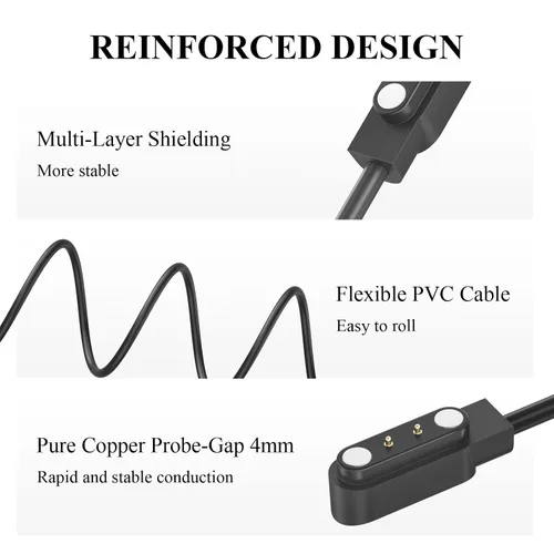 Vista 2 de Meliya Gloryfit - Cargador de reloj inteligente, cable de carga USB magnético de 0.157 pulgadas para relojes inteligentes Gloryfit T80 T70 T60 T50