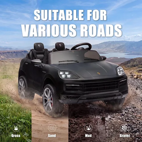 Vista 5 de Juguetes para niños pequeños de 24 V, auto con licencia Porsche Negro