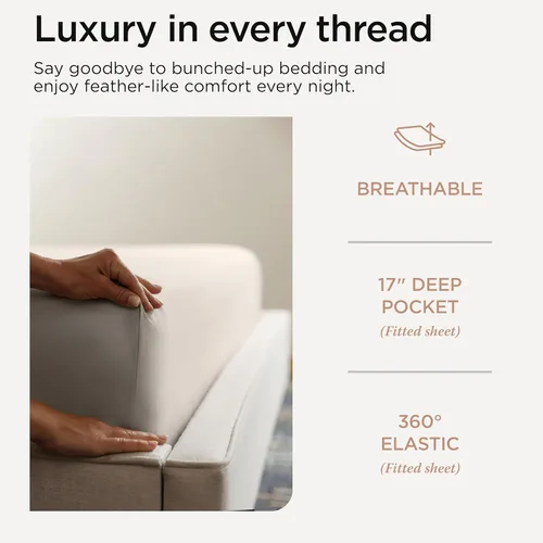 Vista 23 de Threadmill Sábanas para Cama Individual – 800 Número de Hilos Jacquard Celine Gris Oscuro, 100% Algodón Natural Juego de Cama de 3 Piezas a Rayas