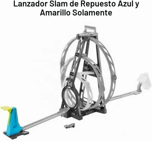 Vista 3 de Pieza de repuesto para Hot Wheels Track Builder Unlimited Triple Loop Kit Playset - GLC96 ~ Lanzador de golpe azul y amarillo de repuesto