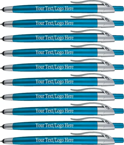 Vista 6 de Paquete de 300 bolígrafos personalizados con logotipo o texto, para marketing, fiestas y eventos, lápiz capacitivo 2 en 1 y bolígrafo compatible