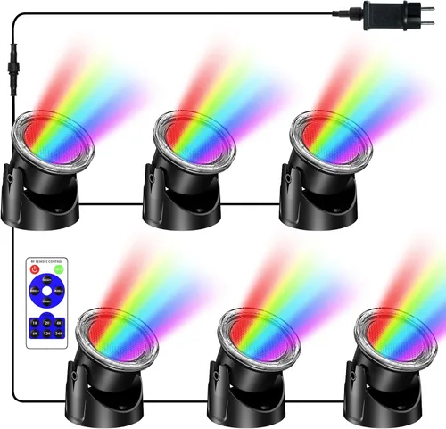 Vista 11 de Luces de Estanque Solares, Luces de Estanque RGB LED Impermeables IP68, Luz Solar Subacuática con Batería de 2200mAh con Dos Opciones de Modo