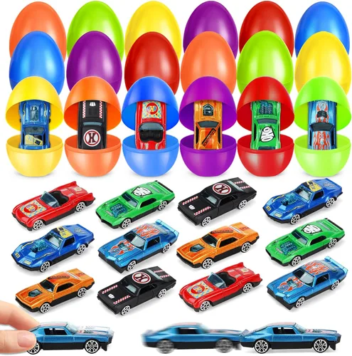 Vista 8 de OCHIDO Paquete de 12 huevos de Pascua rellenos de autos fundidos a presión