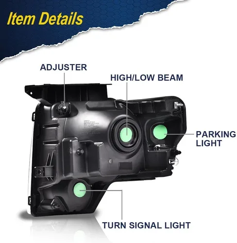 Vista 7 de G-PLUS Conjunto de faros delanteros, compatible con F150 2009 2010 2011 2012 2013 (no compatible con estilo LED, solo se ajusta sin estilo LED)
