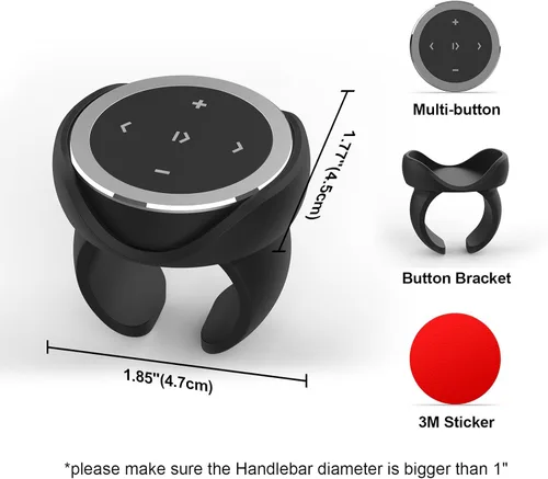 Vista 6 de UltraConnect - Botón de control inalámbrico Bluetooth multimedia con funcionalidad Selfie - Compatible con iPhone y Android - Perfecto para volante