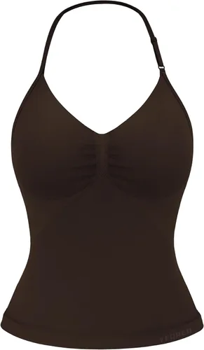 Vista 21 de YEOREO SoftHue Impact Longline Top de Tirantes para Mujer Camiseta sin Mangas Halter para Ejercicio sin Espalda Gimnasio Longline con Correa